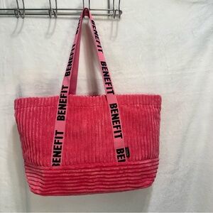 Benefit Cosmetics 2024 Limited Edition Large Pink Corduroy Tote Bag NWOT